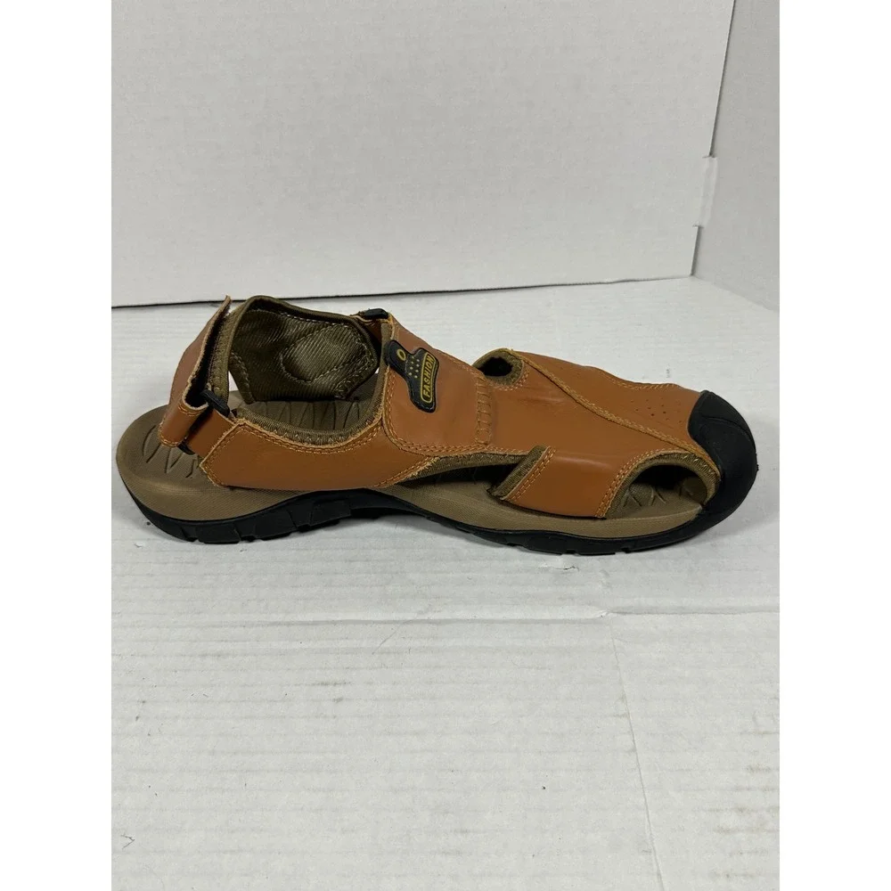 Fashion Mens Tan Brown Closed Toe Sport Hiking Sandals Size 47 Adjustable Strap